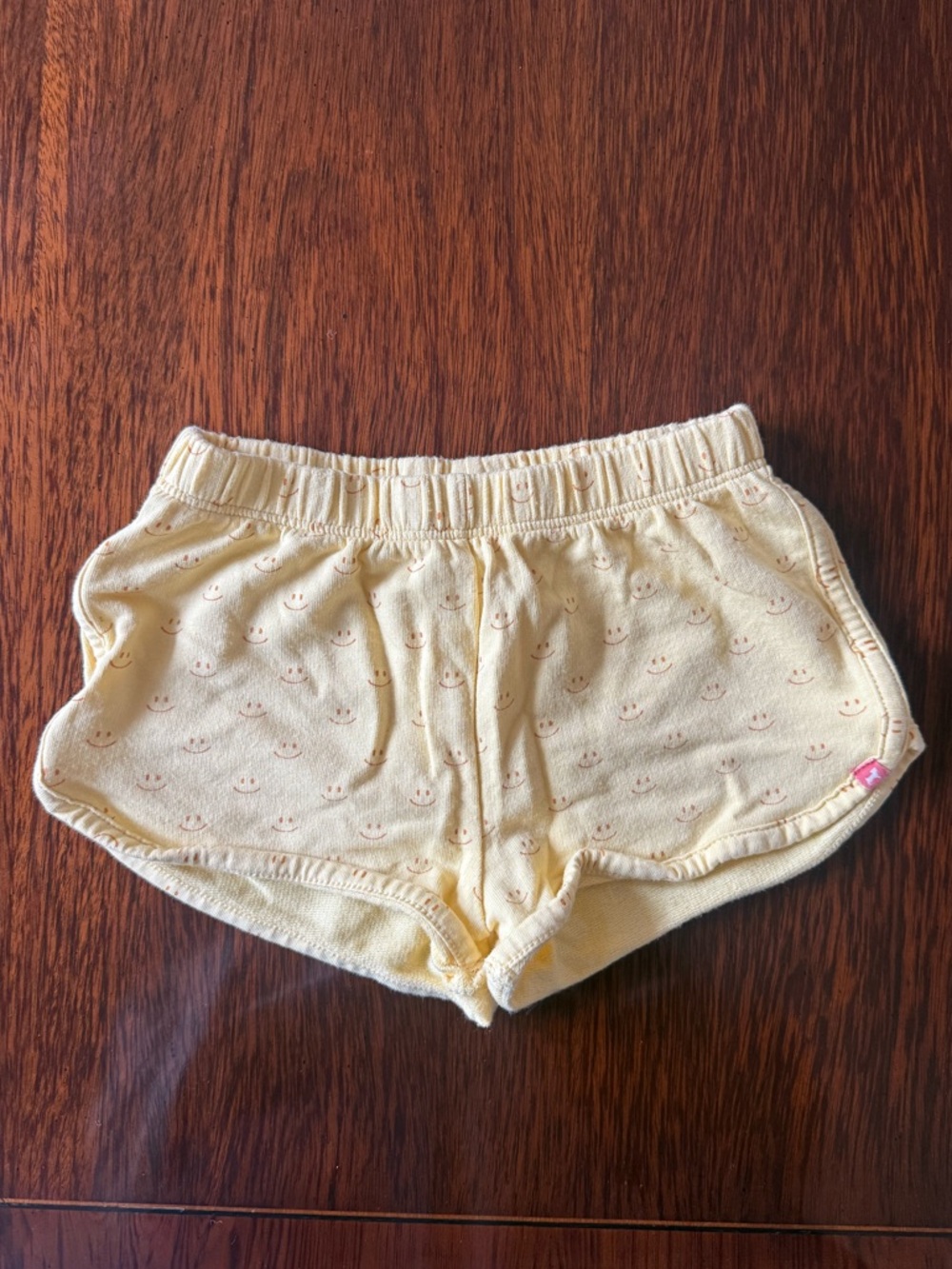 Pink Chicken Pale Yellow Smile-Print Kids Shorts